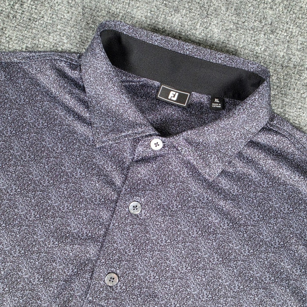 FootJoy Polo Shirt Mens XL Grey‎ Black Micro Pattern Stretch Short Sleeve 33271